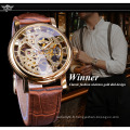 WINNER Top brand luxury hollow rhinestone high quality movement stainless steel reloj blanco winner skeleton watch men